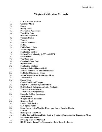 Virginia Calibration Methods - Virginia Department of Transportation