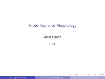 Proto-Romance Morphology - Orsat Ligorio