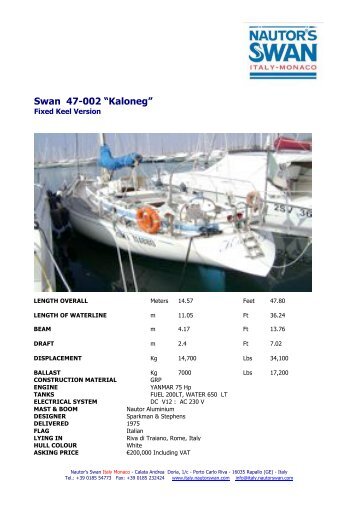 Swan 47-002 “Kaloneg” - L Marine Group
