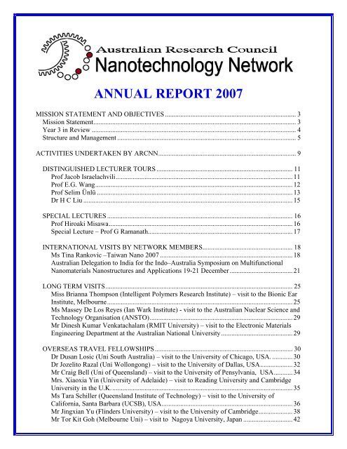 Annual Report 2007 - The Australian Nanotechnology Network