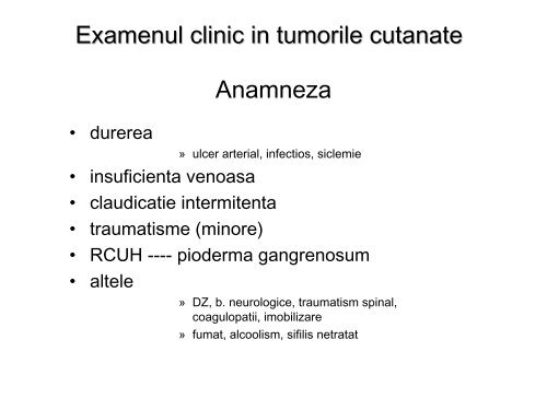 4.5 Examenul clinic in ulceratiile cutanate