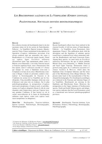 Télécharger l'article "Les brachiopodes aaléniens de La Verpillère"