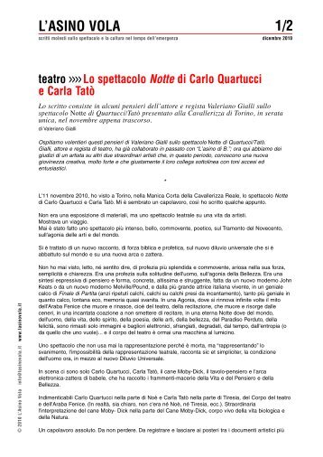 L'asino vola - teatro - Lo spettacolo Notte di Carlo Quartucci e Carla ...