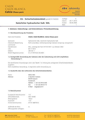 CALIX - Calcia Sicherheitsdatenblatt.pdf - sbv sakowsky GmbH