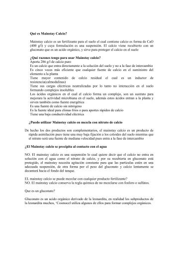 PREGUNTAS BASICAS DE MAINSTAY CALCIO ... - Agrocorp.com.co