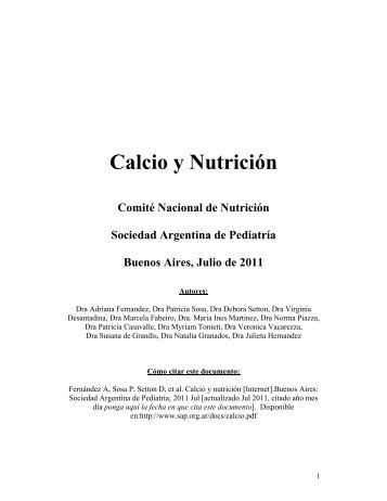 Calcio y Nutrición - Sociedad Argentina de Pediatría