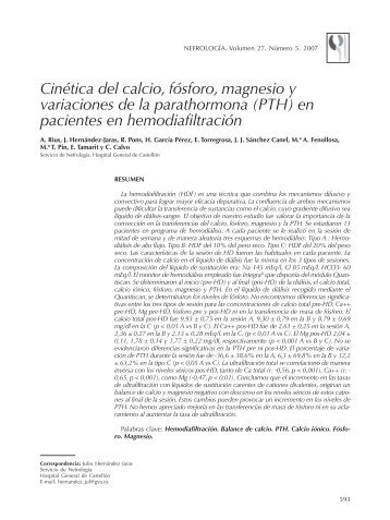 Cinética del calcio, fósforo, magnesio y variaciones de ... - Nefrología