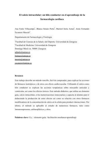 El calcio intracelular - Universidad de Zaragoza