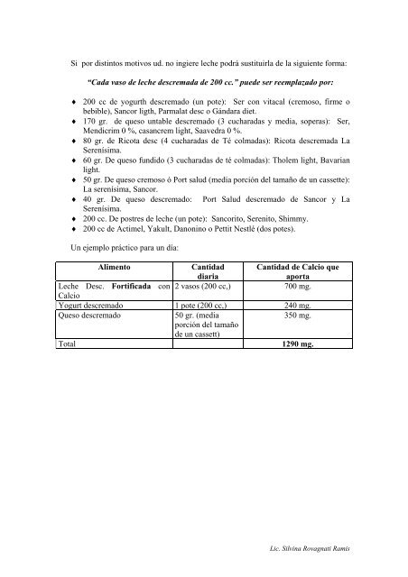 Selección de alimentos ricos en Calcio - osecac