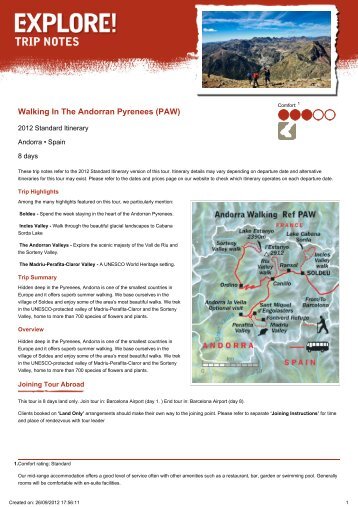 Trip Notes for Walking In The Andorran Pyrenees (PAW) - Explore