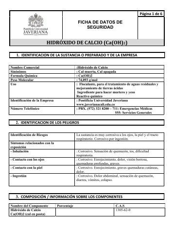 HIDRÓXIDO DE CALCIO (Ca(OH)2) - Portales