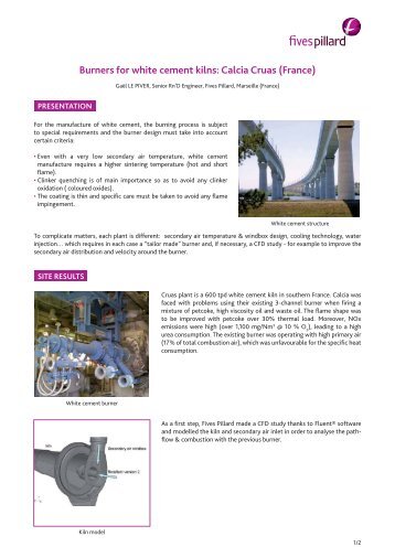 Burners for white cement kilns: Calcia Cruas (France) - Fives