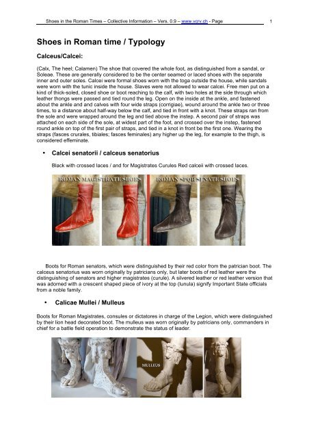 Shoes in Roman time / Typology