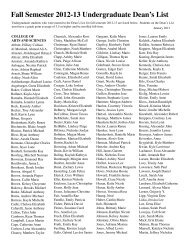 Fall Semester 2012-13 Undergraduate Dean's List