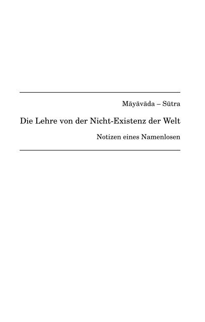 Die Lehre von der Nicht-Existenz der Welt