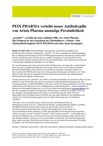 PEIX PHARMA verleiht neuer Antibabypille von Aristo Pharma ...