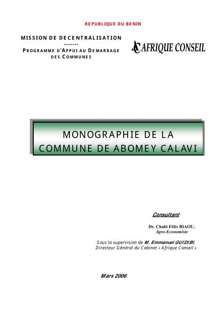 monographie de la commune de abomey calavi - Association ...