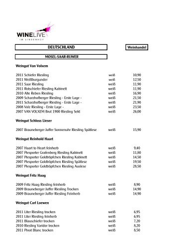 Preisliste März 2013 - Winelive