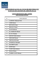 concours d'acces au cycle de doctorat en sciences ... - Groupe ISCAE