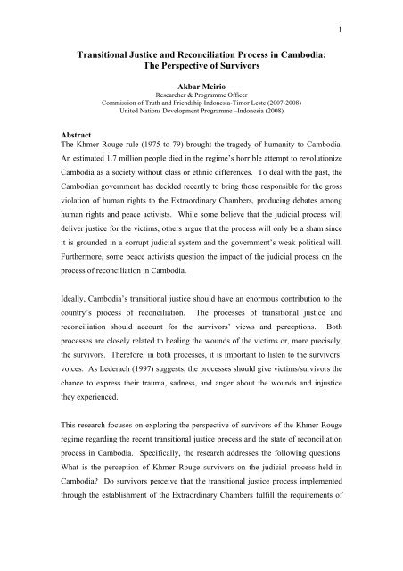 Transitional Justice and Reconciliation Process in Cambodia - Asian ...