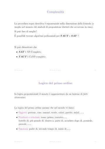 Complessit`a Logica del primo ordine