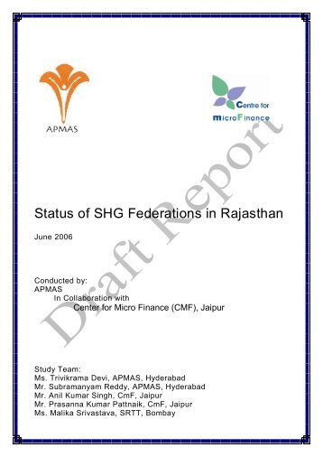 Status of SHG Federations in Rajasthan - CmF