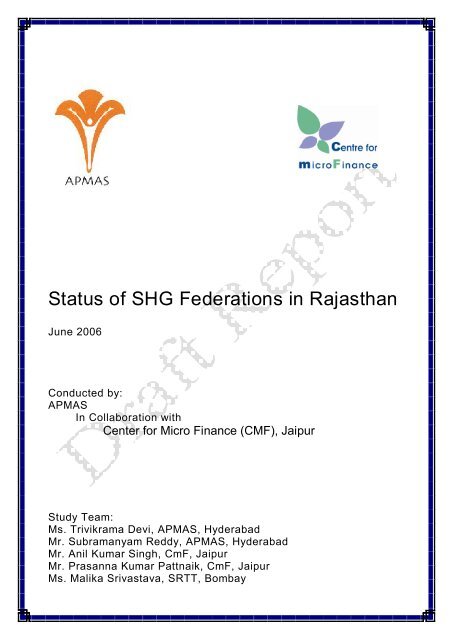 Status of SHG Federations in Rajasthan - CmF