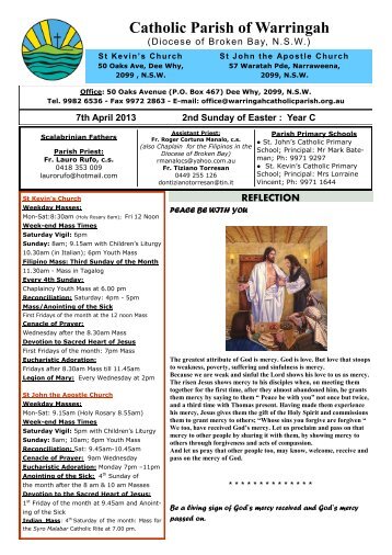 bulletin.7thApril.2013 - Diocese of Broken Bay