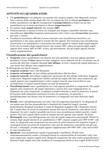 Scheda sui quadrilateri - Matematicamente.it
