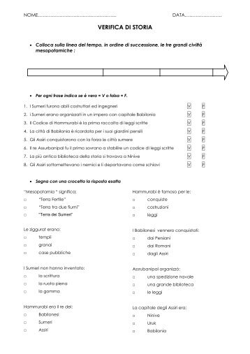 verifica storia civiltà mesopotamiche