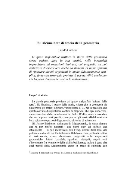 Su alcune note di storia della geometria - Matematicamente.it