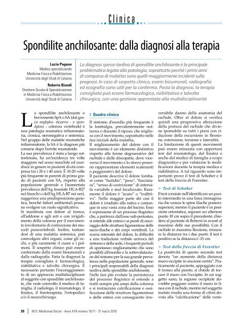 Spondilite anchilosante: dalla diagnosi alla terapia - Passoni Editore