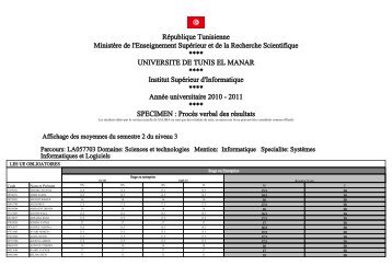 Résultat session principale 3 éme année SIL