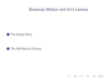 Brownian Motion and Ito's Lemma