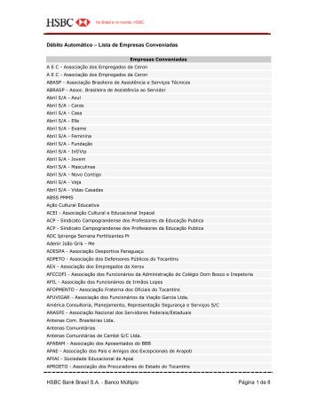 Lista de Empresas Conveniadas - Hsbc