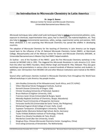 An Introduction to Microscale Chemistry in Latin America