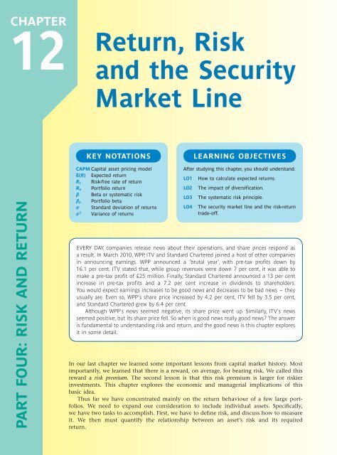 Return, Risk and the Security Market Line - McGraw-Hill