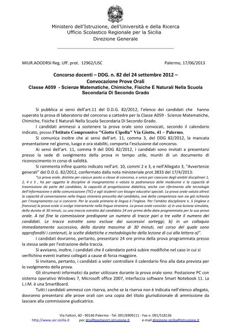 avviso e calendario prove orali a059.rtf - USR Sicilia