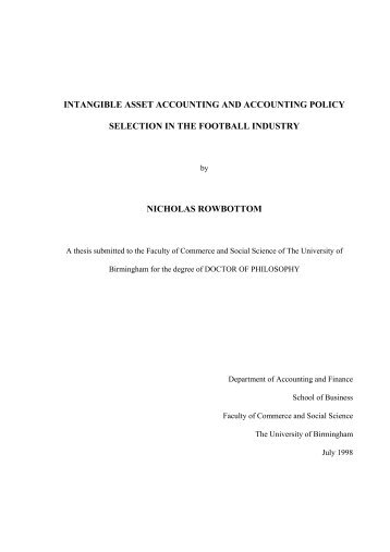 Intangible asset accounting and accounting policy selection in the ...
