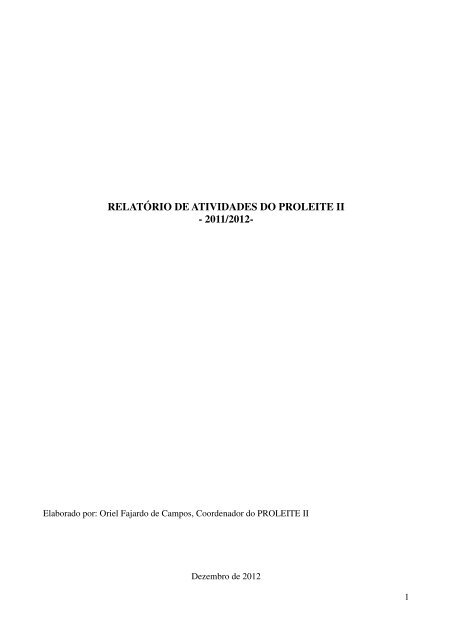relatório de atividades do proleite ii - 2011/2012 - Prefeitura de Juiz ...