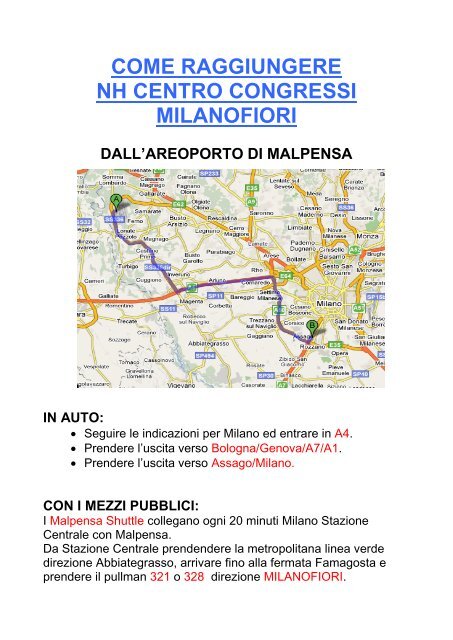 come raggiungere nh centro congressi milanofiori - Dote Regione ...