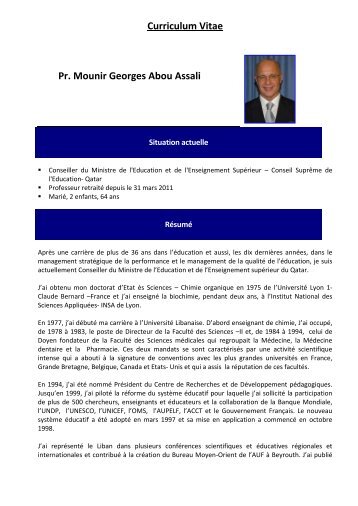 Curriculum Vitae Pr. Mounir Georges Abou Assali