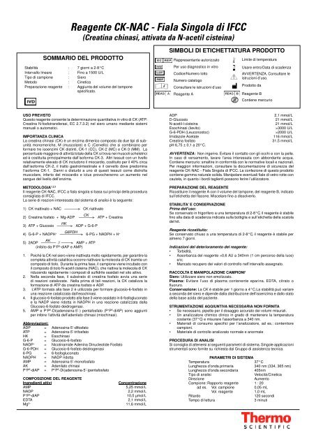 Reagente CK-NAC - Fiala Singola di IFCC - Thermo Scientific