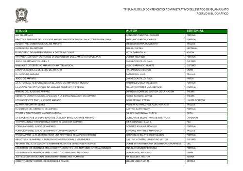 acervo bibliografico - Tribunal de lo Contencioso Administrativo del ...