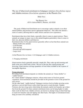 The use of behavioral enrichment in Galapagos ... - Phoenix Zoo