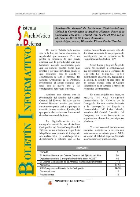 Boletín informativo del SAD, 4 - Portal de Cultura de Defensa ...