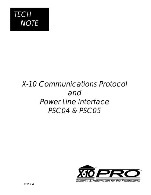 TECH NOTE X-10 Communications Protocol and ... - X10PRO.com