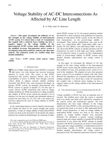 Voltage Stability of AC-DC Interconnections As Affected by AC Line ...