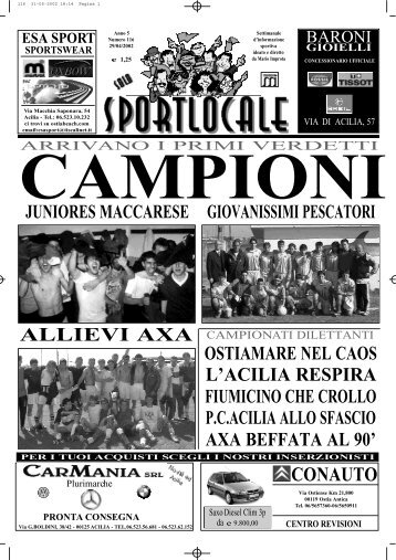 SPORTLOCALE 1169 - prima pagina