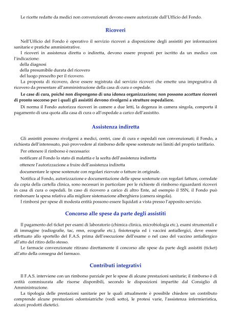 Carta dei Servizi Fondo Assistenza Sanitaria F.A.S. - La Santa Sede